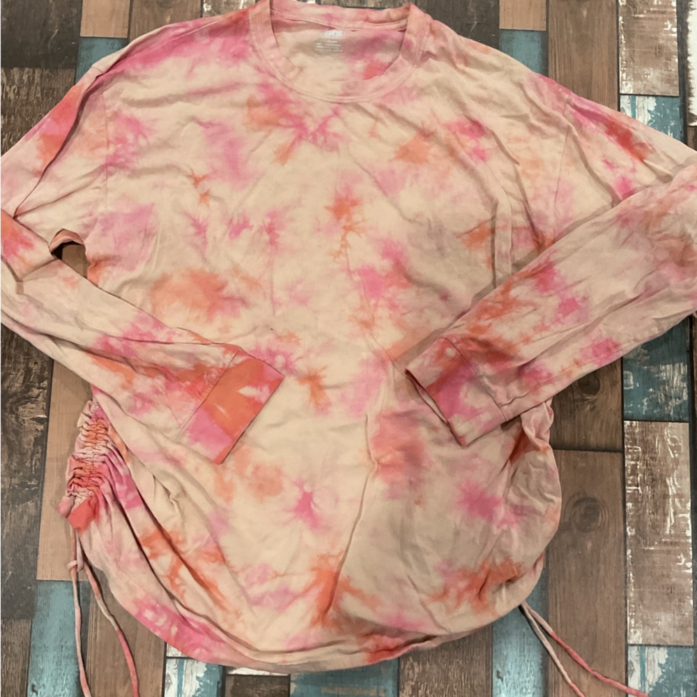 Pink by Victoria secret long sleeve shirt size large pink and khaki tie dye